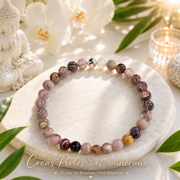 Bracelet en agate de Botswana AA