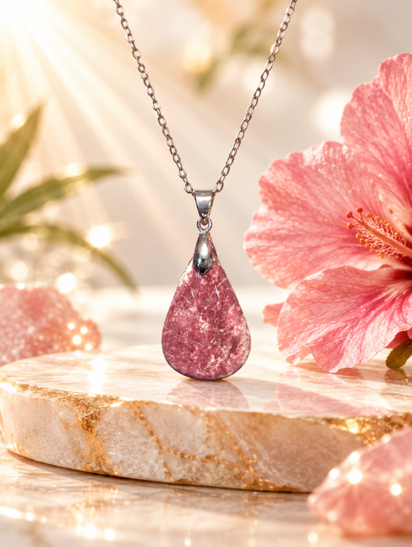 Pendentif en thulite AA sur chaîne en acier inoxydable n°4