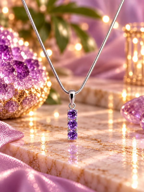 Pendentif en améthyste – Argent 925 rhodié 💜