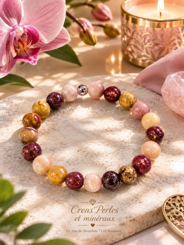 Bracelet en jaspe mokaite AA