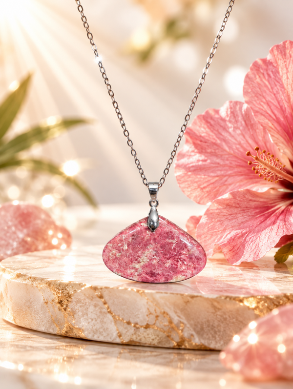 Pendentif en thulite AA sur chaîne en acier inoxydable n°8