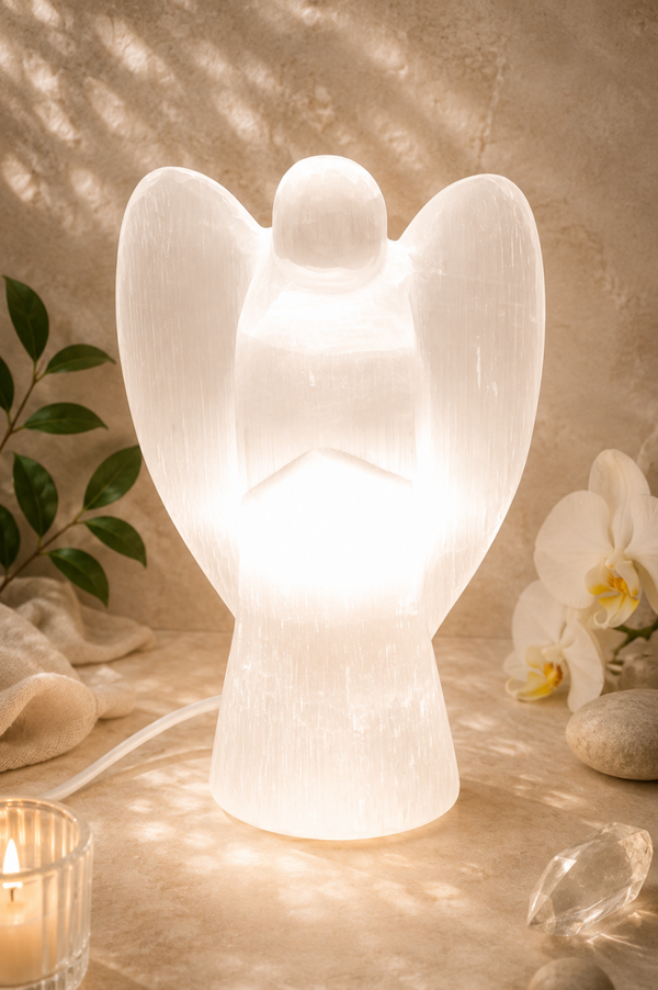 Lampe en sélénite A+ Ange 20cm