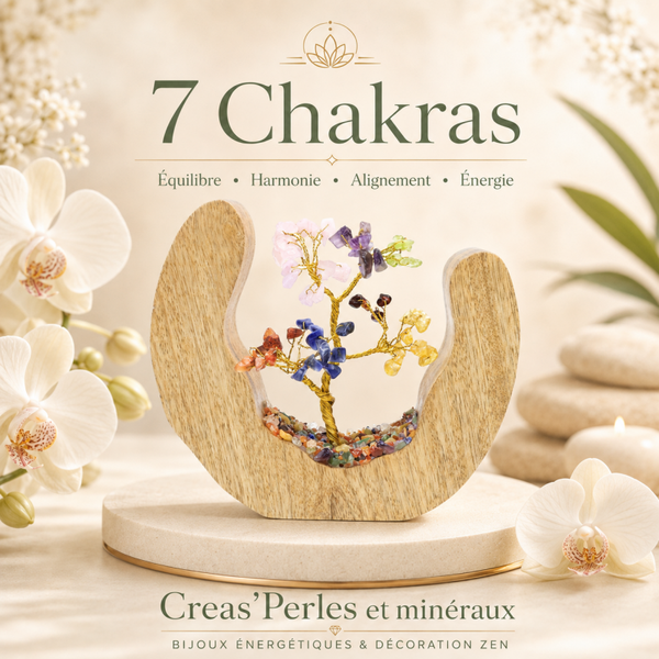 Arbre du bonheur sur bois 7 chakras