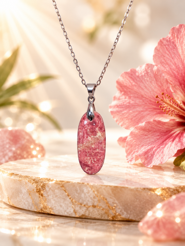Pendentif en thulite AA sur chaîne en acier inoxydable n°3
