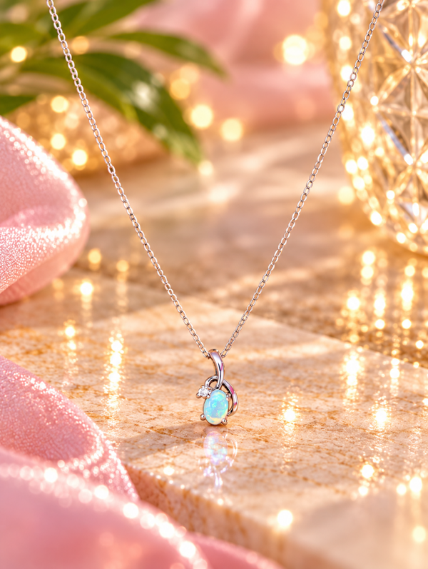 Collier en opale - Argent 925/1000 rhodié