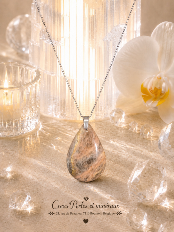 Pendentif en pierre de lune noire AA sur chaîne en acier inoxydable n°5