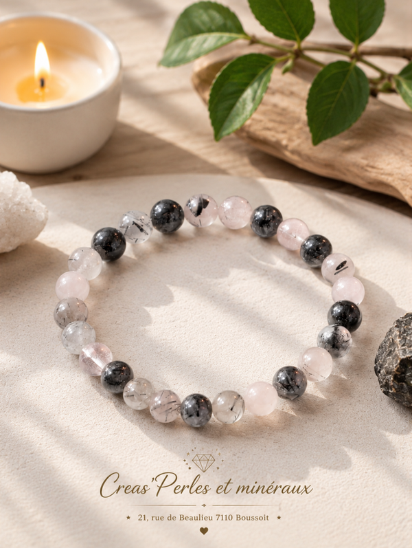Bracelet en quartz tourmaline A+
