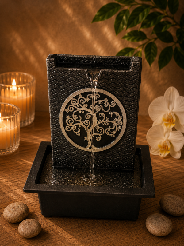 Fontaine Résine Arbre de Vie Rond 29cm