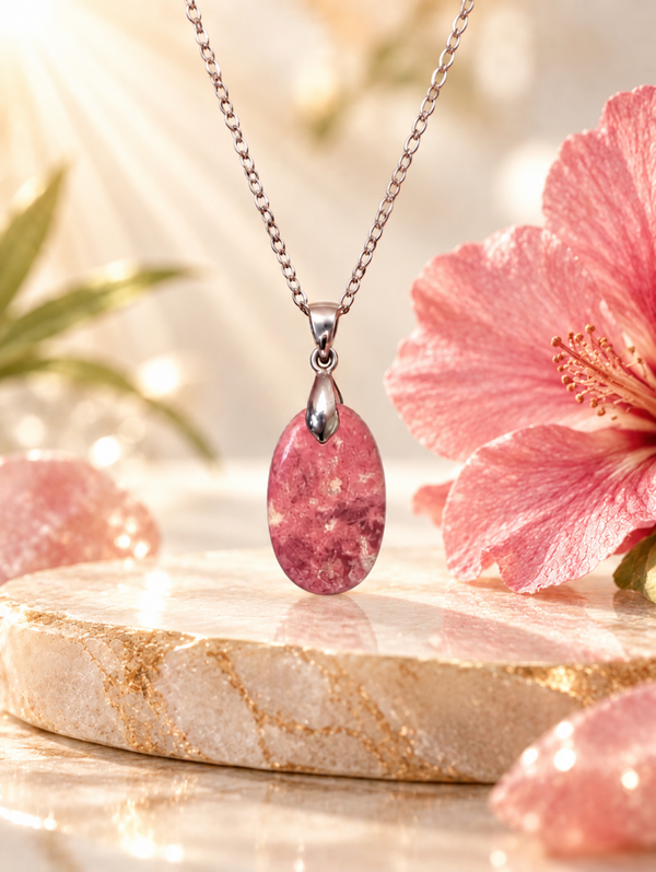 Pendentif en thulite AA sur chaîne en acier inoxydable n°2