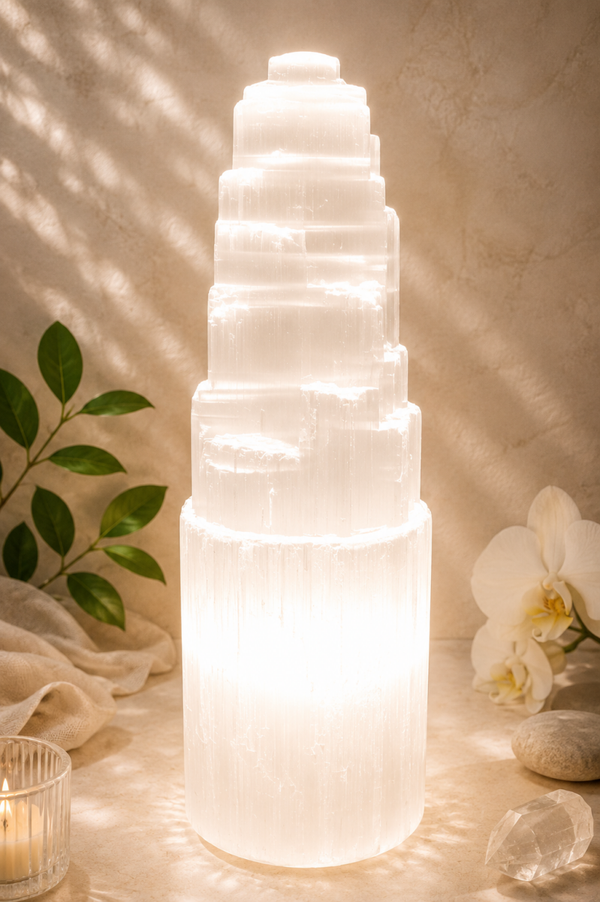 Lampe en sélénite A+ montagne 30cm