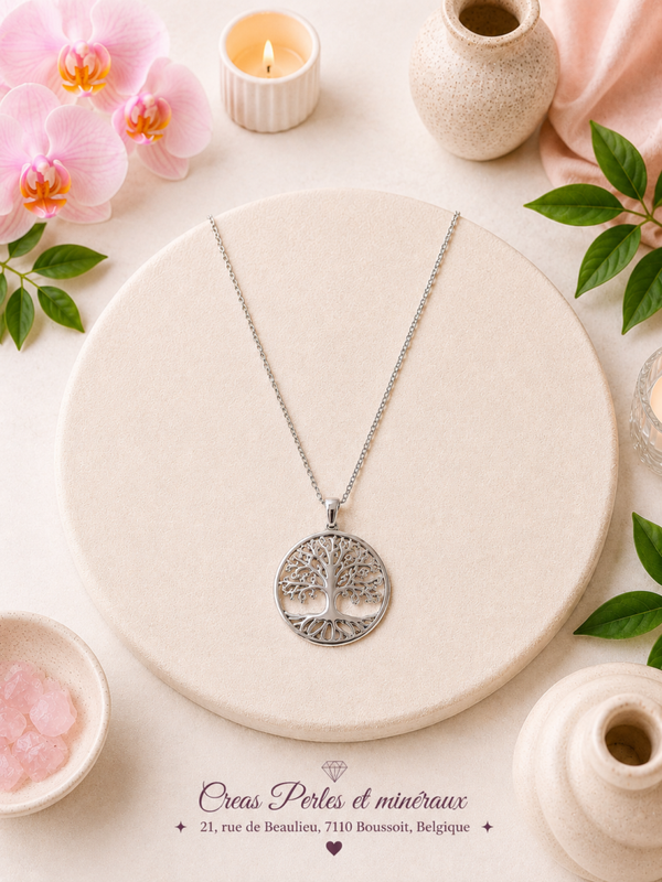 Collier en acier inoxydable arbre de vie