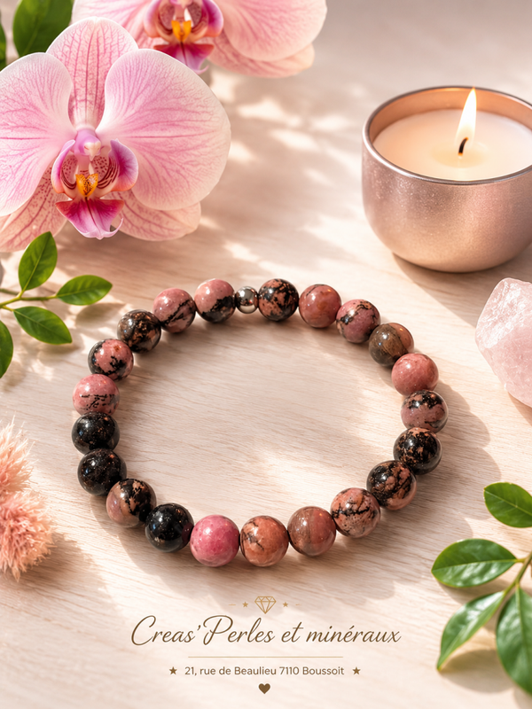 Bracelet en rhodonite noire A