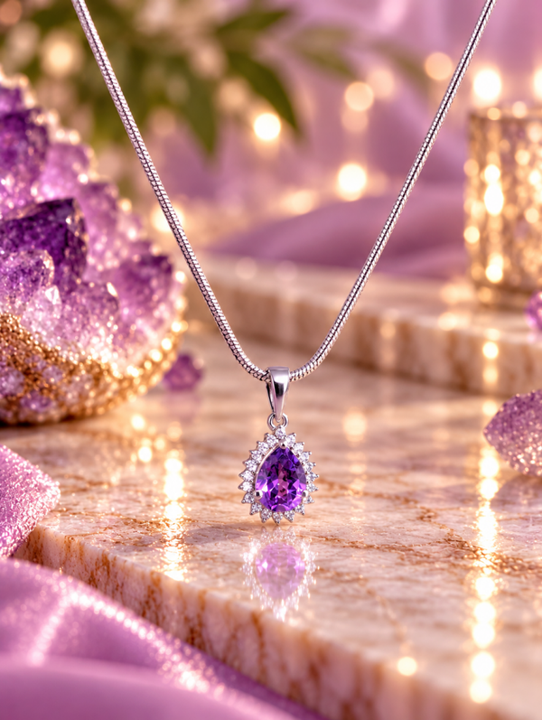 Pendentif en améthyste – Argent 925 rhodié 💜