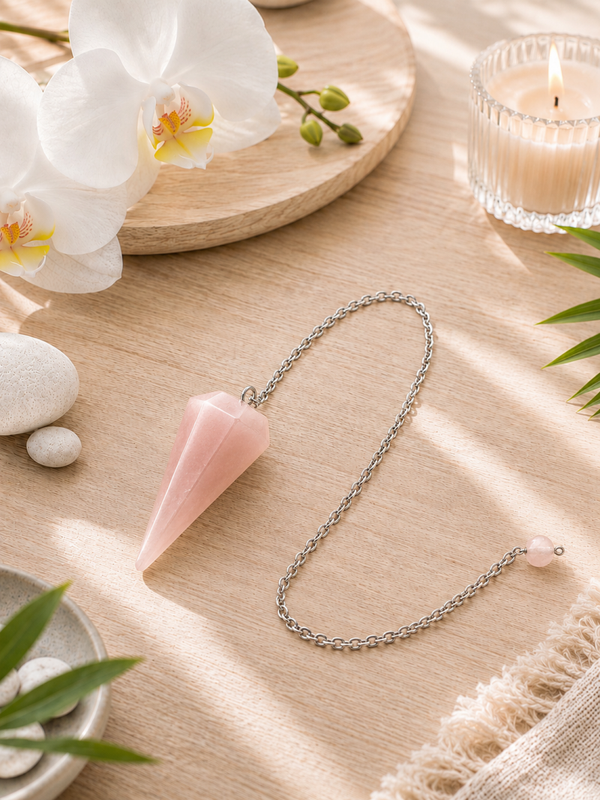 Pendule pointe 3,5cm en quartz rose