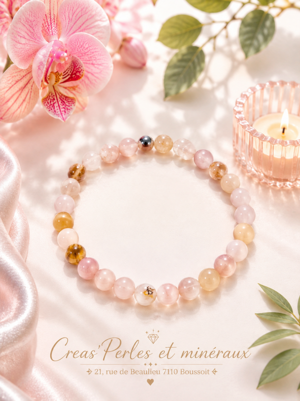 Bracelet en agate fleur de cerisier AA