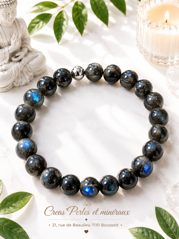 Bracelet en labradorite noire A+