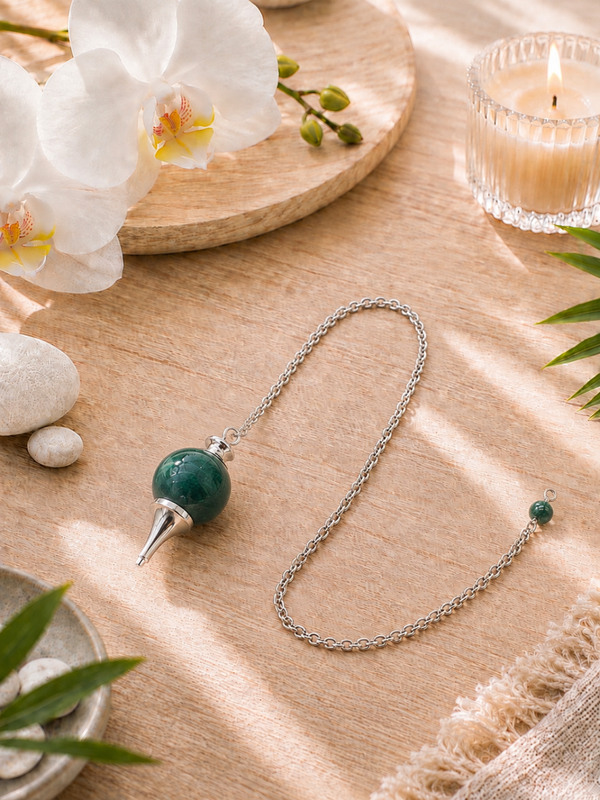 Pendule boule en malachite