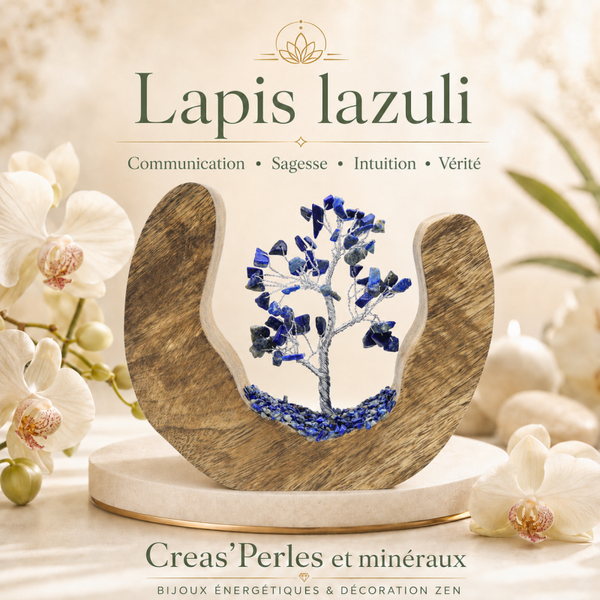 Arbre du bonheur sur bois en lapis lazuli