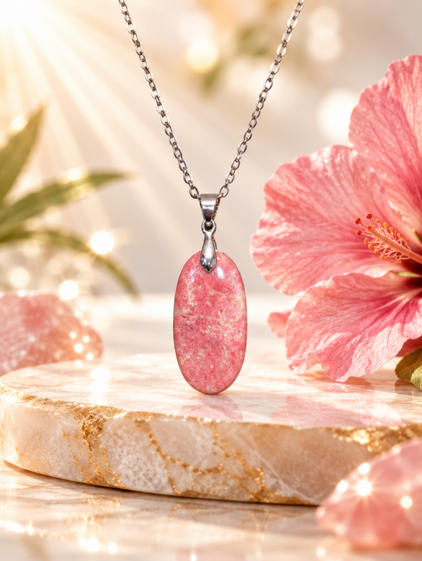 Pendentif en thulite AA sur chaîne en acier inoxydable n°5