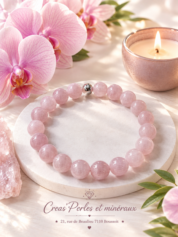 Bracelet en quartz rose Madagascar AA