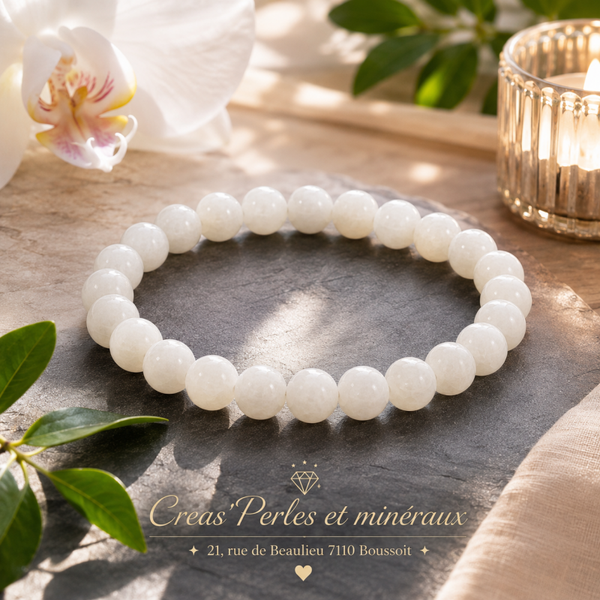 Bracelet en jade blanc AA