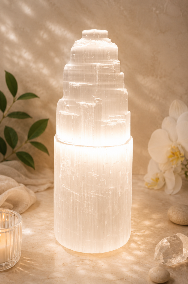 Lampe en sélénite A+ montagne 20cm