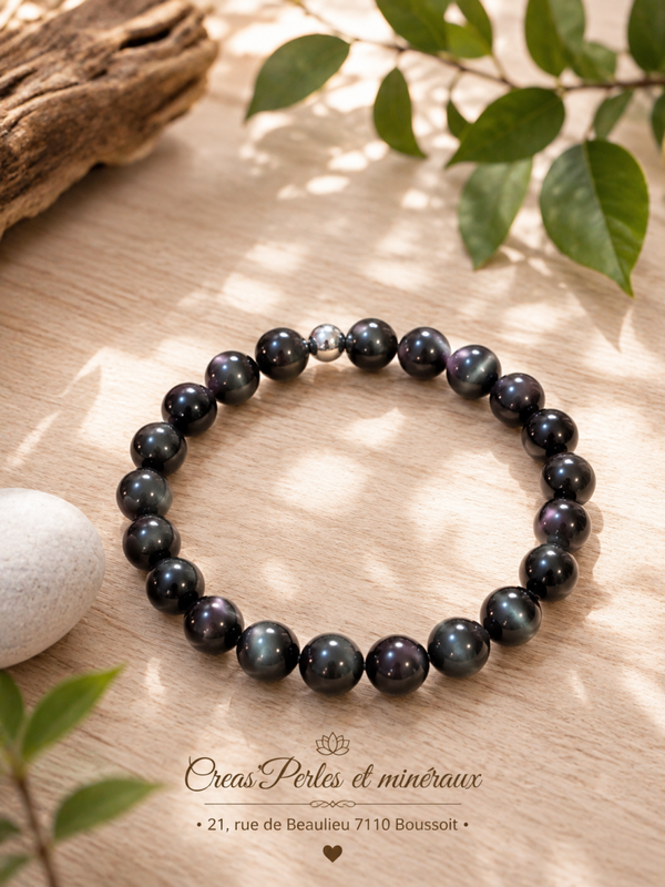 Bracelet en obsidienne œil céleste AA