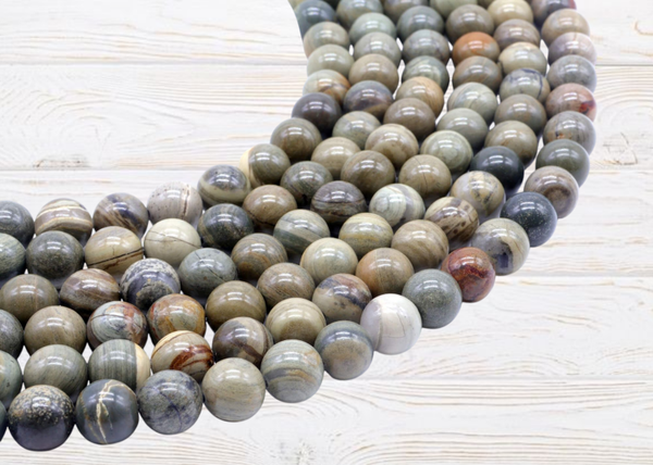 Perles en jaspe feuille d'argent A 8mm