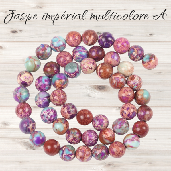 Perle en jaspe impérial teinté multicolore A