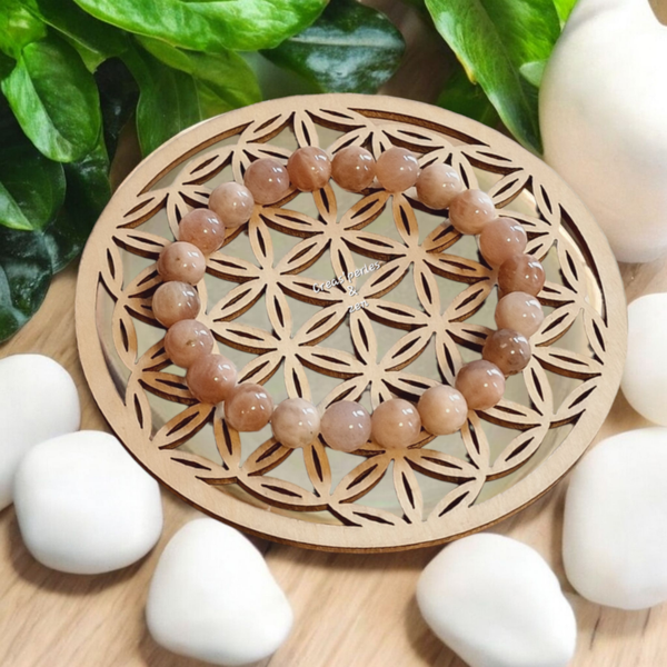 Bracelet en pierre de lune orangée A+