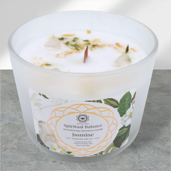 Bougie Green Tree 'Equilibre Spirituel' Cristal de Roche + Jasmin 256g