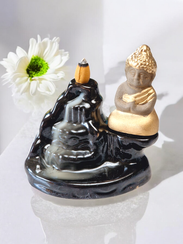 Porte-Encens Backflow Céramique Bouddha 14cm