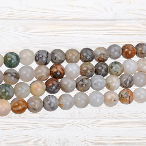 Perle en agate feuille de bambou A 8mm