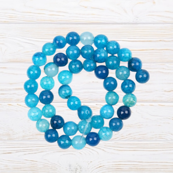 Perle en agate teinté veine de dragon bleu 8mm