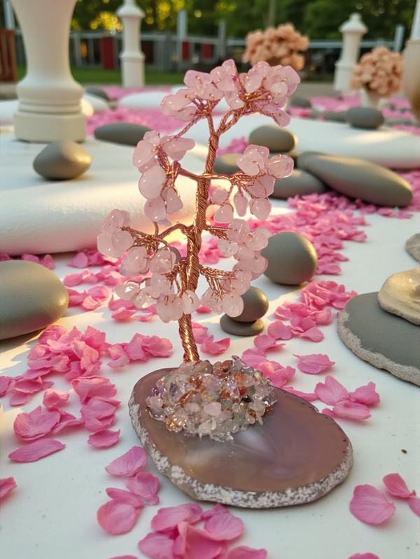 Arbre du bonheur quartz rose