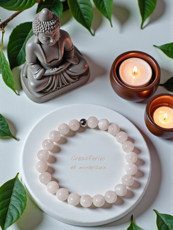 Bracelet en pierre de lune blanche (peristerite) A+