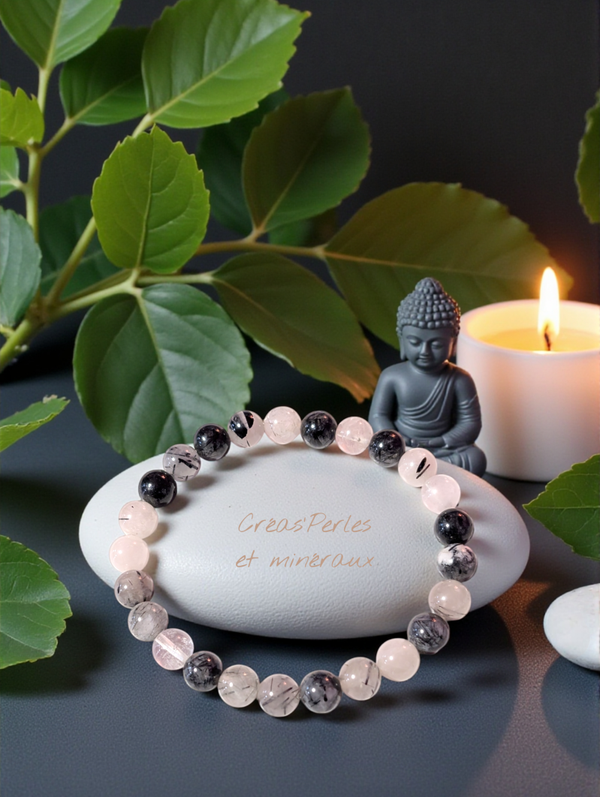 Bracelet en quartz tourmaline A+