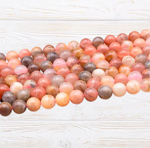 Perle en pierre de lune multicolore naturelle A 8mm