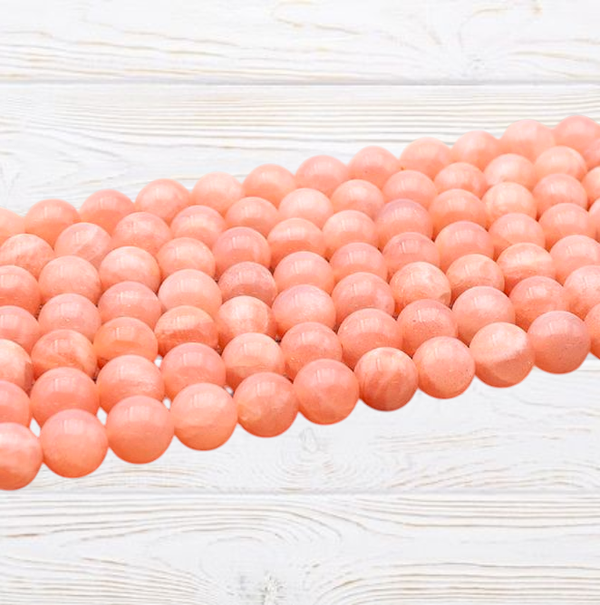 Perle en pierre de lune rose naturelle A 8mm