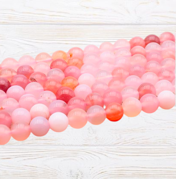 Perles en agate de Botswana rose AA 8mm