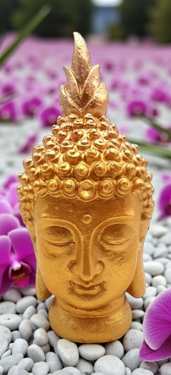 Statue tête bouddha doré