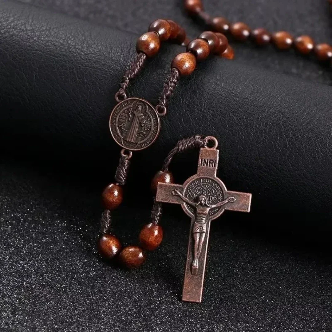 Wooden Rosary Cross Handmade Beads Catholic Christian Antique Chrismtas Gift UK
