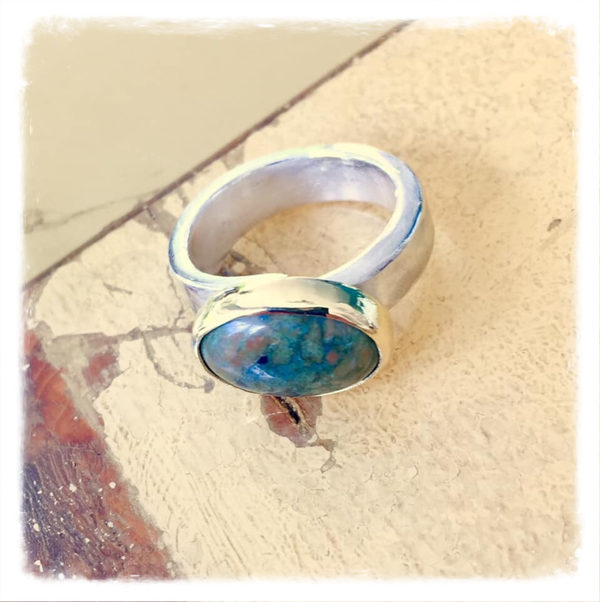 Ring met groene jaspis