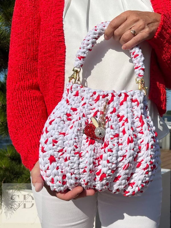 Pompoen tas in rood / wit