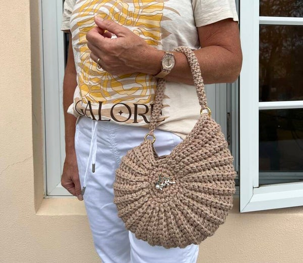 Schelp tas in Beige (sparkle)