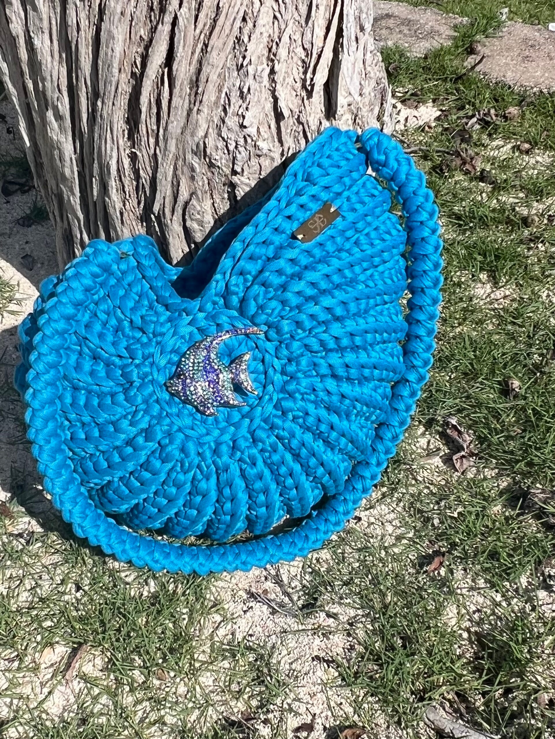 Schelp tas ocean blue