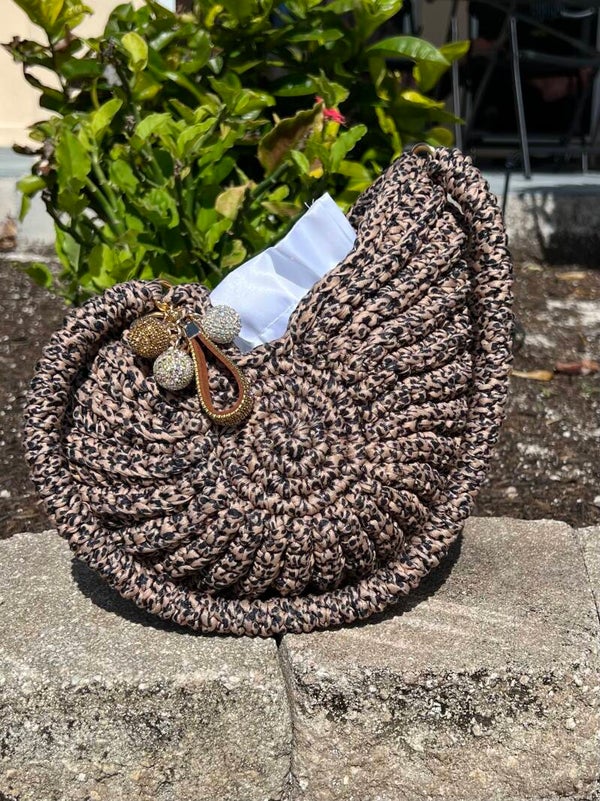 Schelp tas in luipaard print