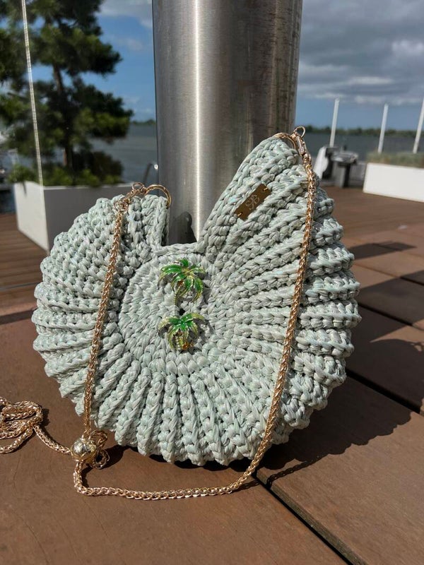 Gehaakte Schelp tas - Mint large size