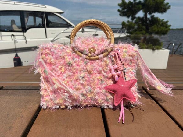 Gehaakte Flatbag Soft Pink - Ibiza style