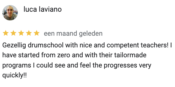 google review 8 drumschool Lepelstraat